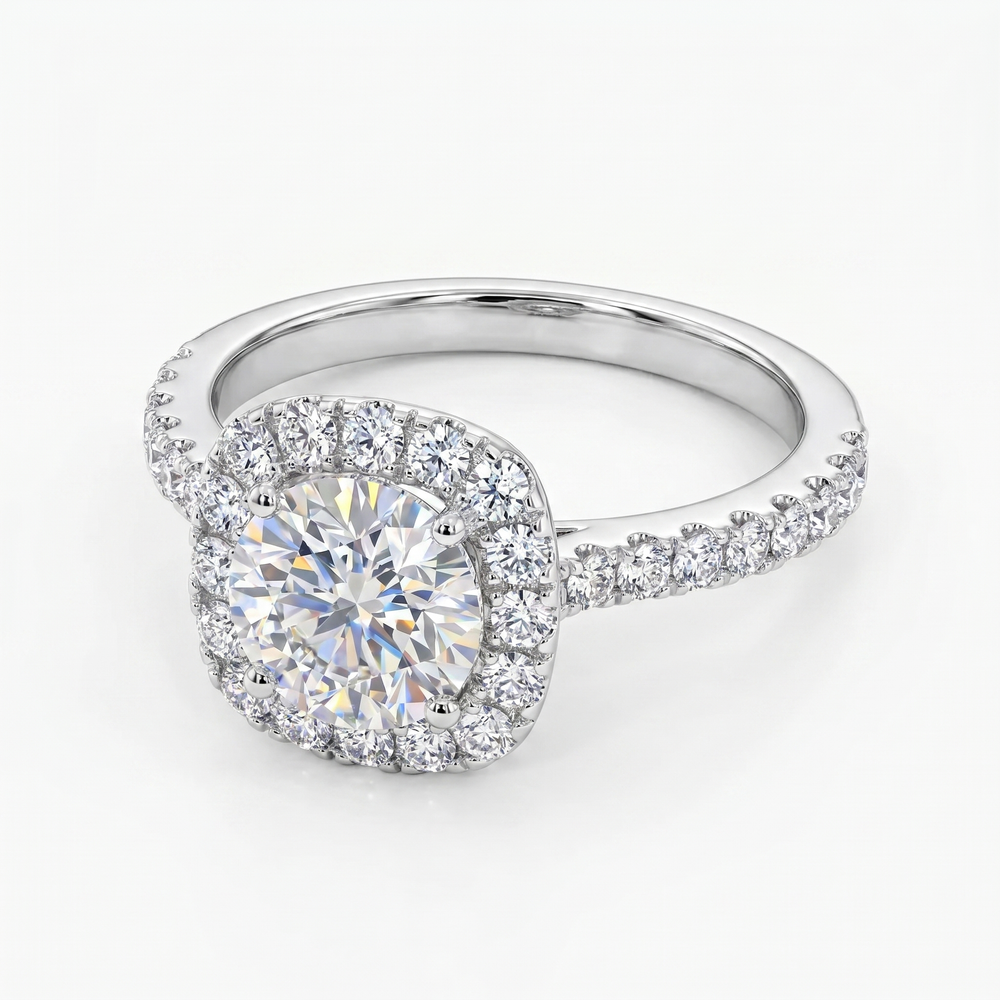 Amara Halo Ring - White Gold