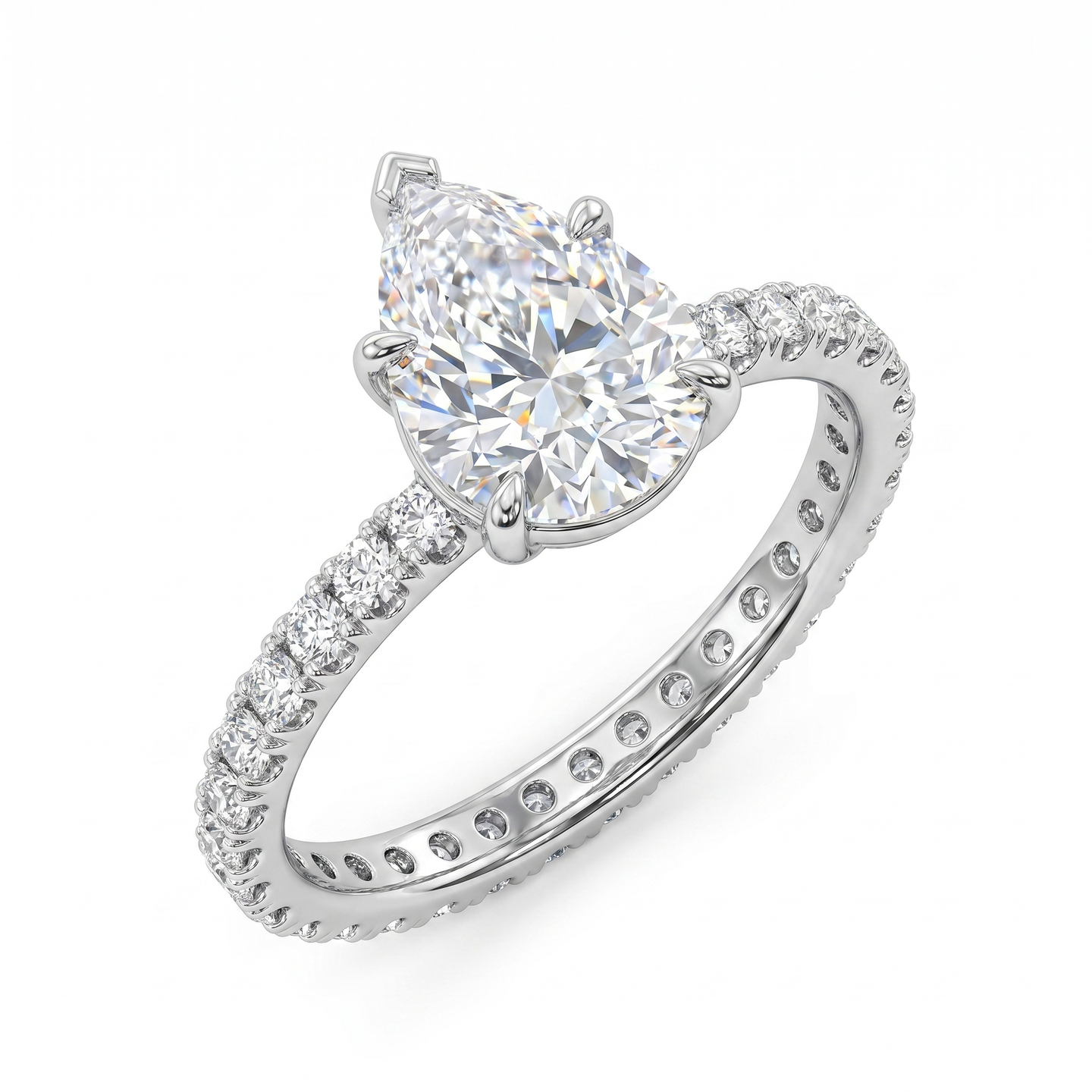 Vivian Pear Ring - White Gold