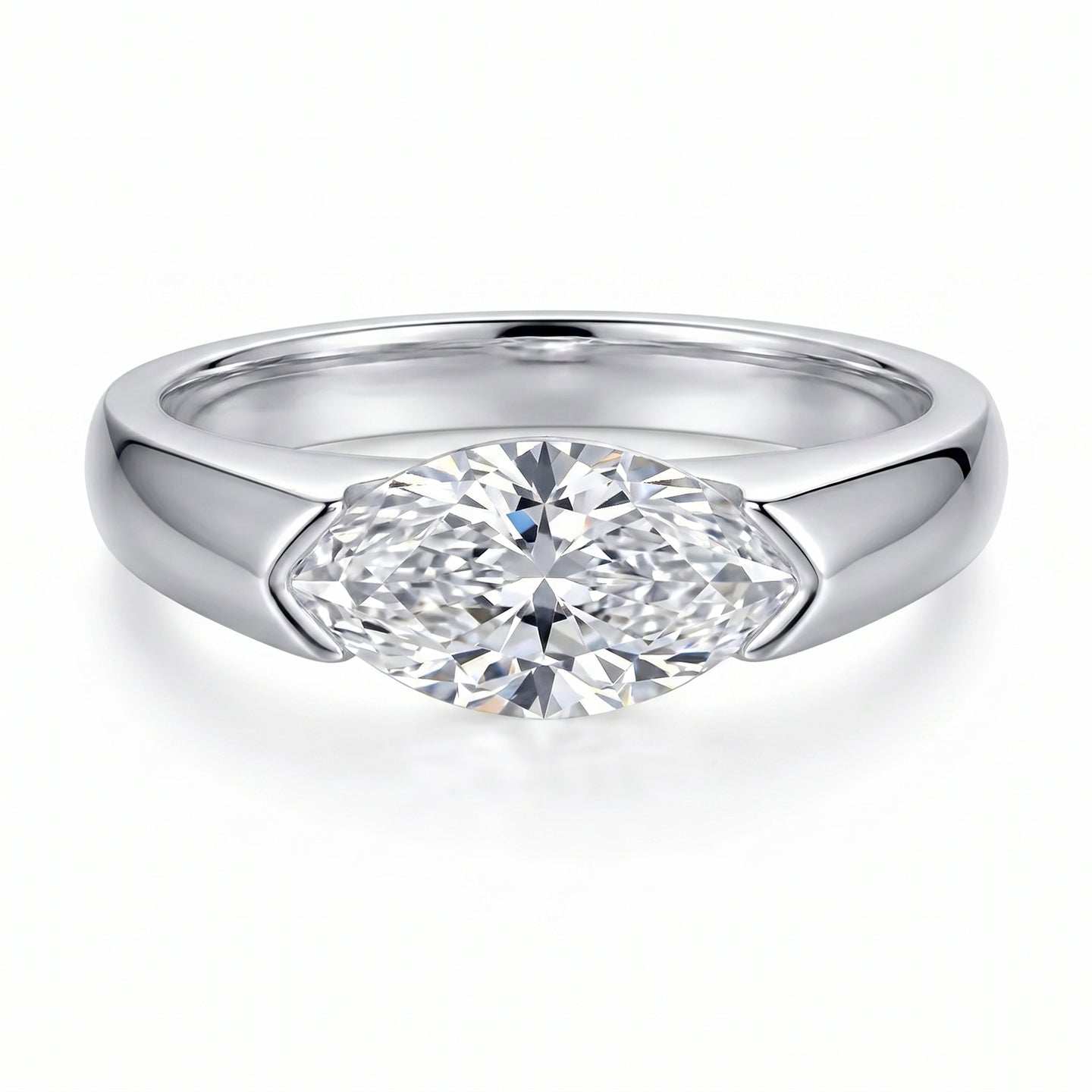 Muse Marquise Moissanite Ring - White Gold