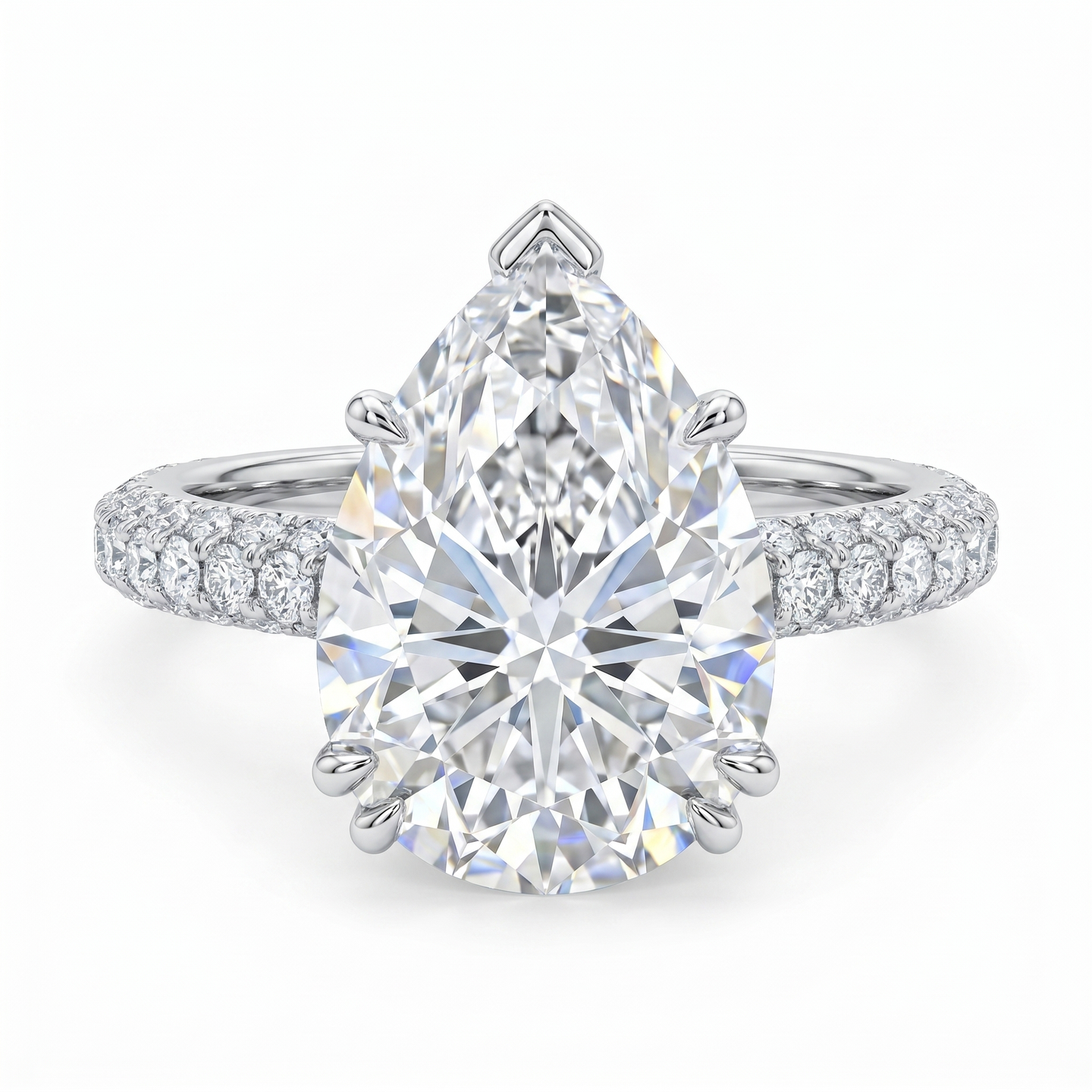 Vivian Pear Ring - White Gold