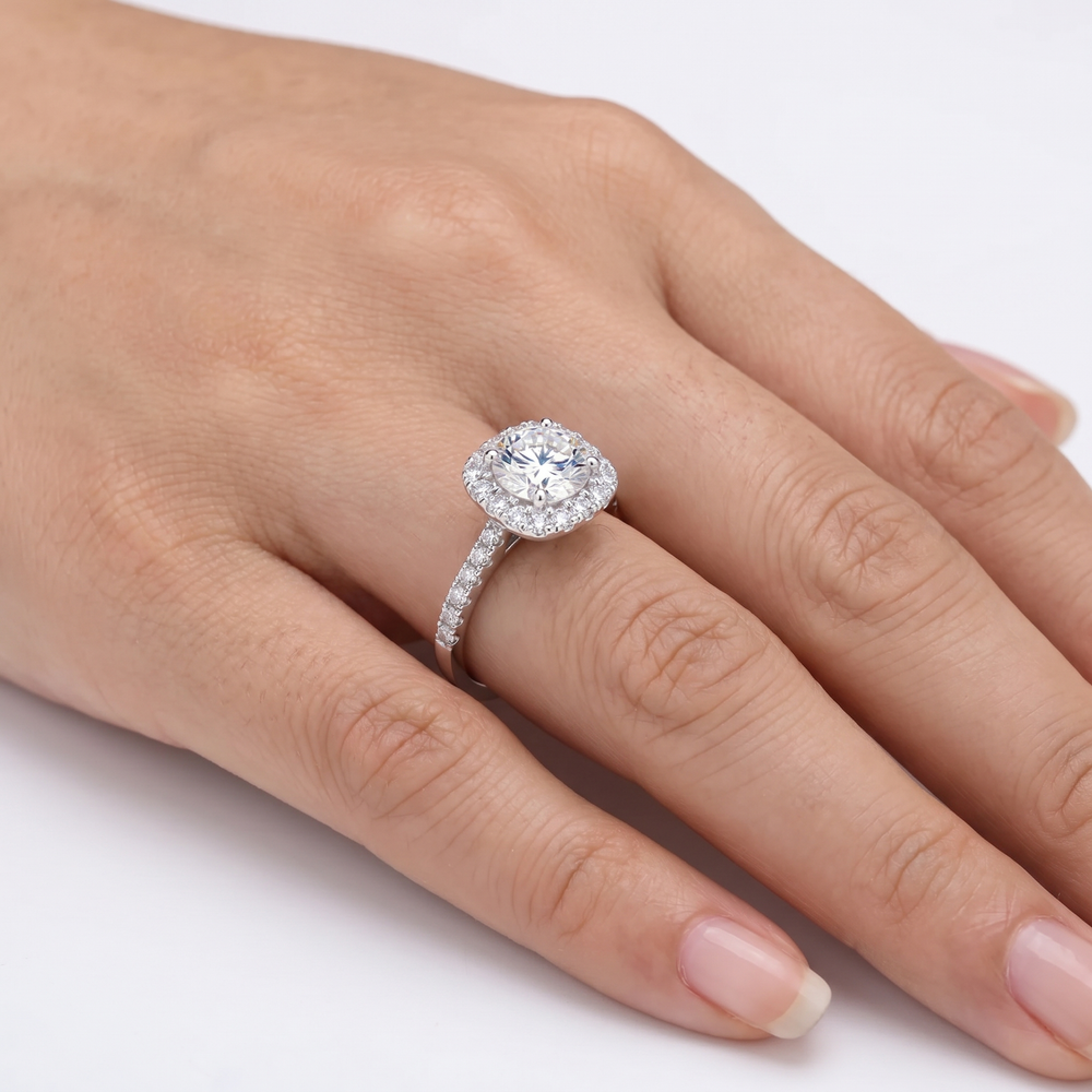 Amara Halo Ring - White Gold