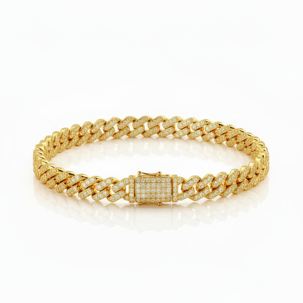 Moissanite Cuban Bracelet 5MM - Gold