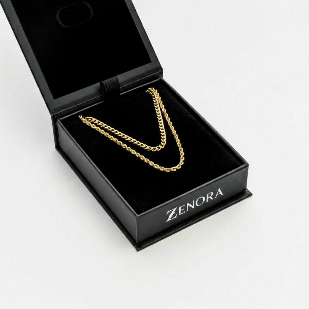 Cuban & Rope Chain Set - Gold
