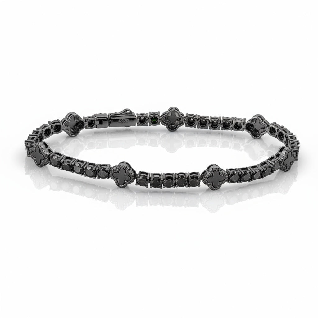 Midnight Clover Tennis Bracelet