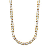 Gold necklace with diamonds on a white background