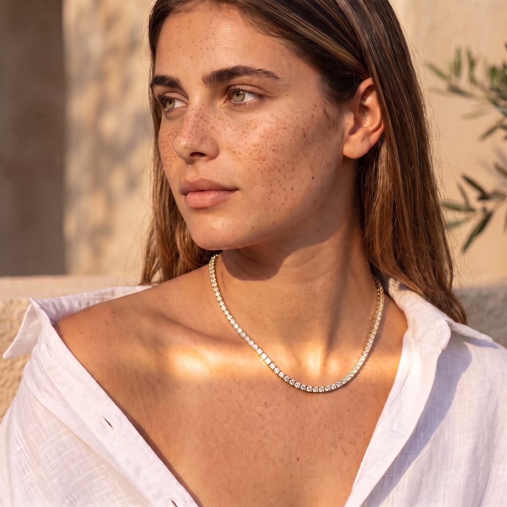 Aura Tennis Necklace 3MM - 18k Gold