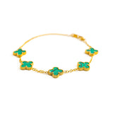 צמיד תלתן זהב – ירוק מלאכיט