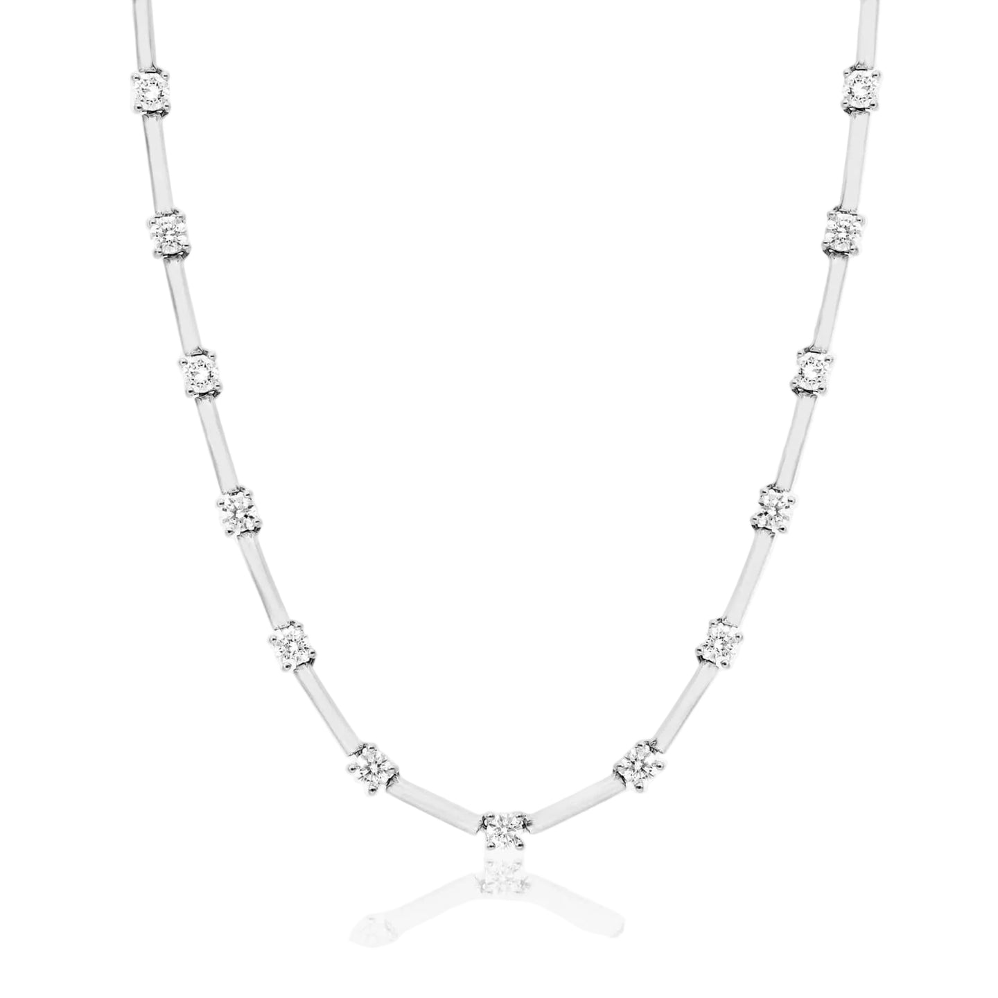 Necklace with diamonds on a white background
