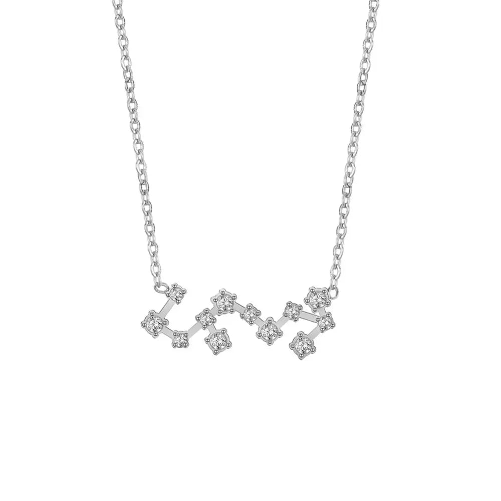 Astra Zodiac Sign Necklace In Silver