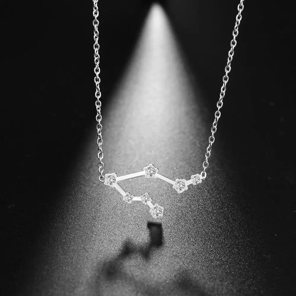Astra Zodiac Sign Necklace In Silver