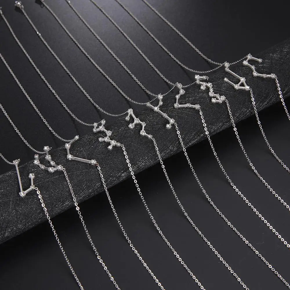 Astra Zodiac Sign Necklace In Silver