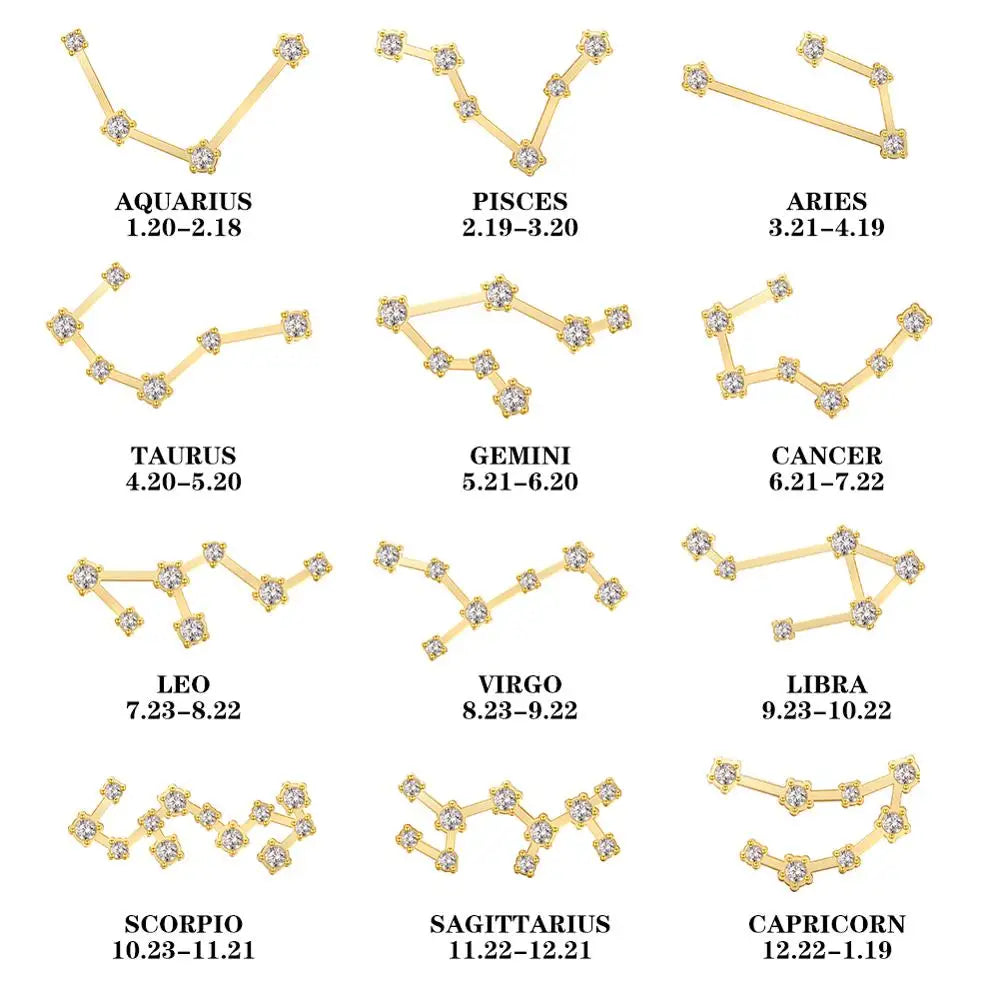 Astra Zodiac Sign Necklace In Gold