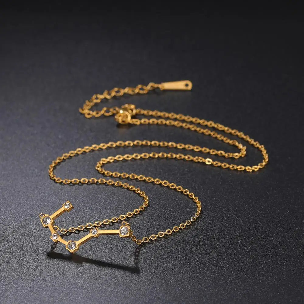 Astra Zodiac Sign Necklace In Gold