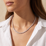 Aura Tennis Necklace 3MM - 18k White Gold