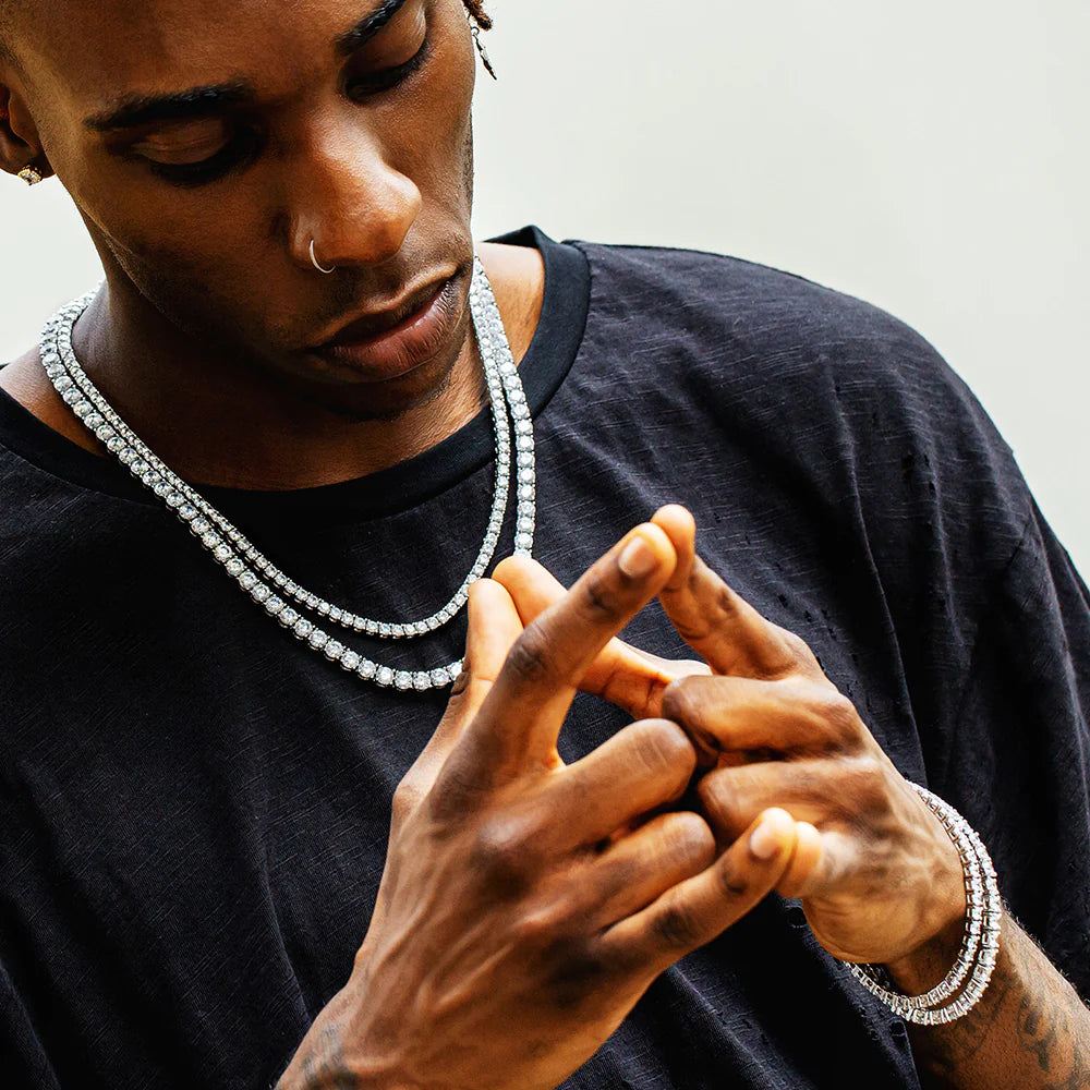 שרשרת טניס 5 מ"מ - זהב לבן