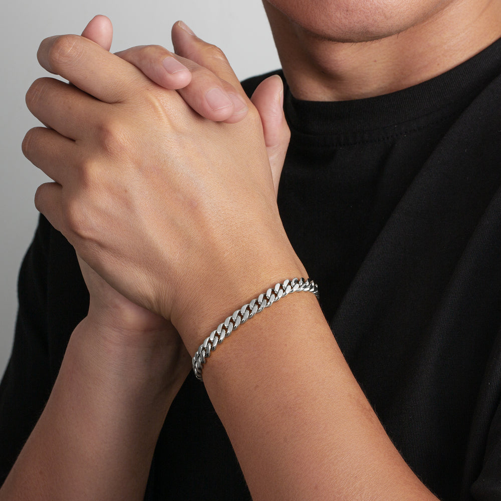 צמיד קובאני 8 מ"מ - כסף