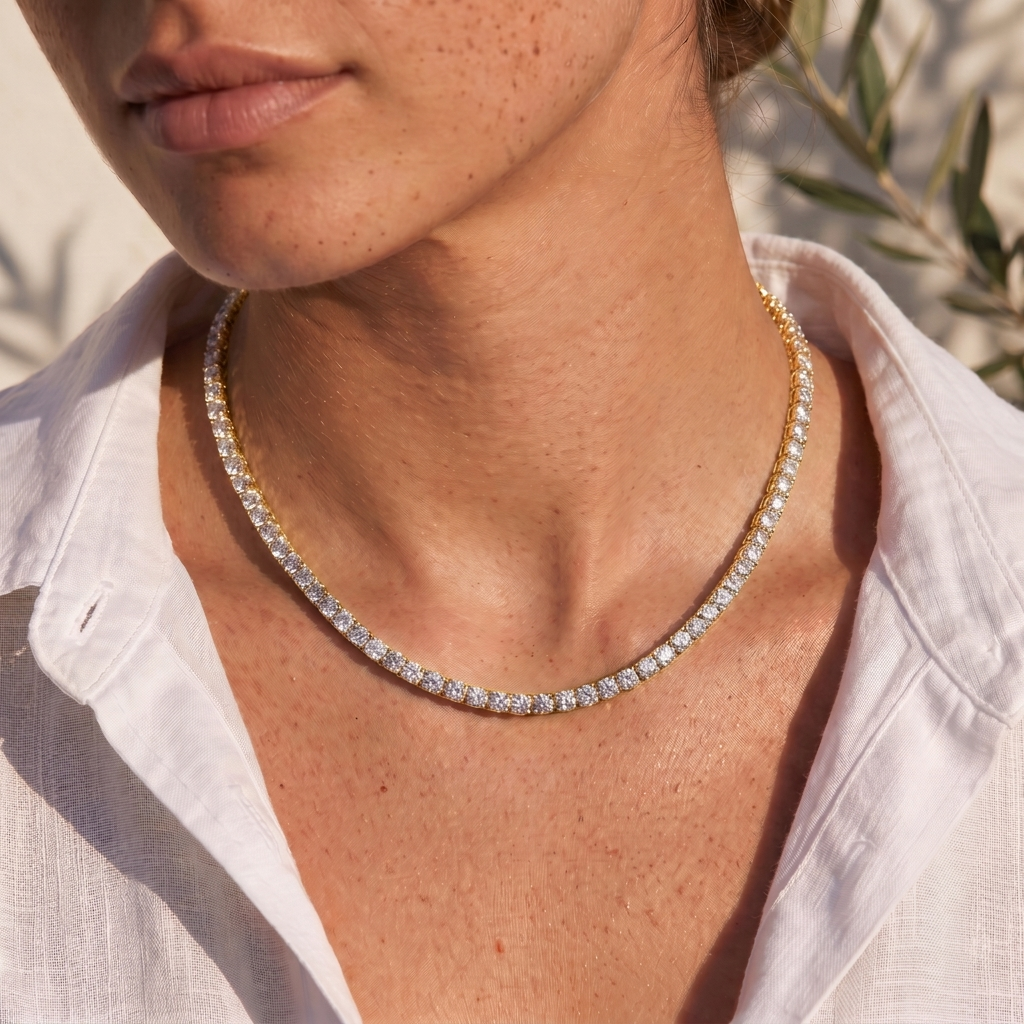 Aria Tennis Necklace 5MM - 18k Gold
