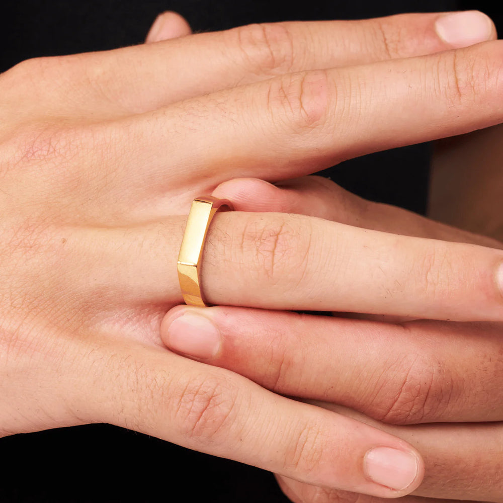 טבעת חותם מלבן – זהב