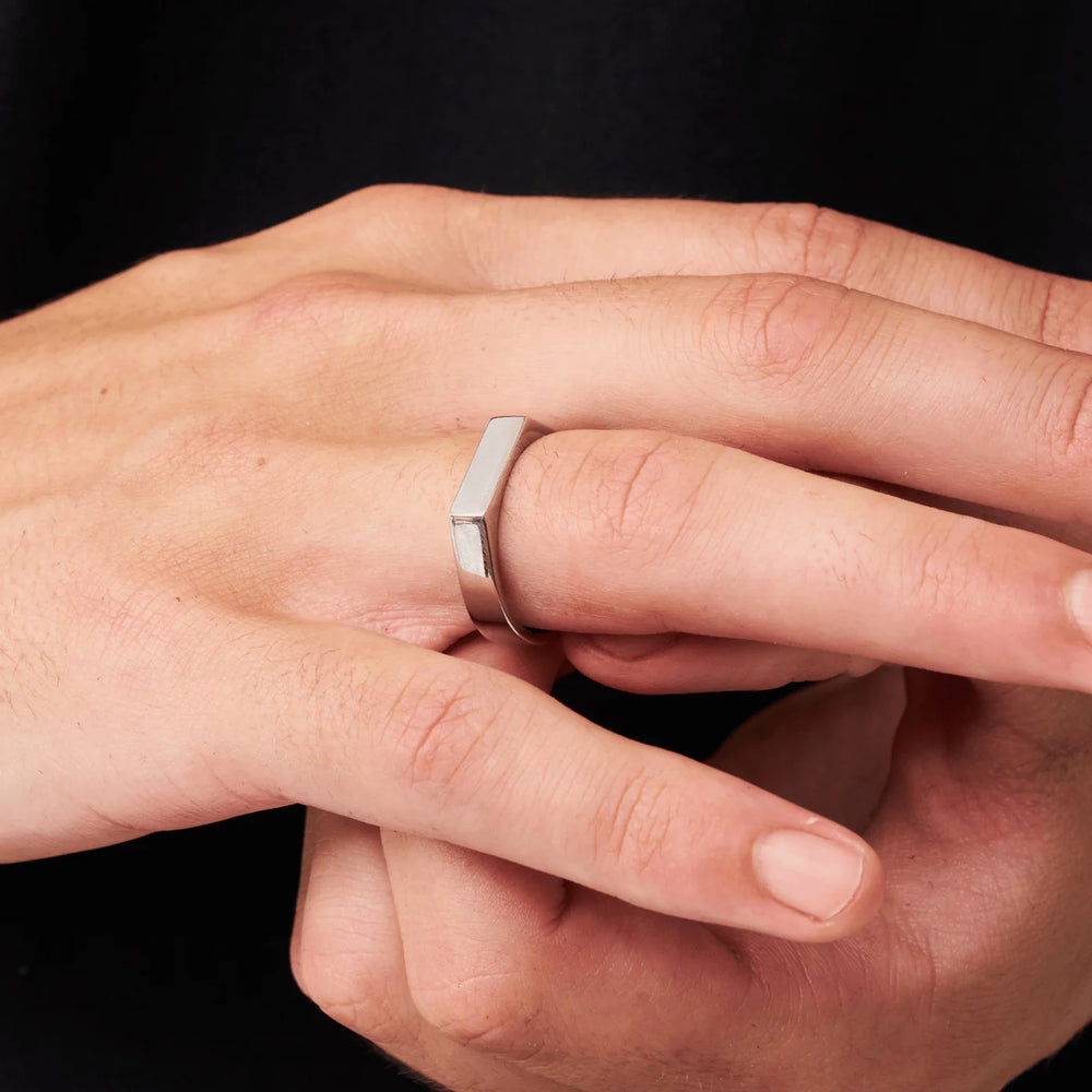 טבעת חותם מלבן – כסף