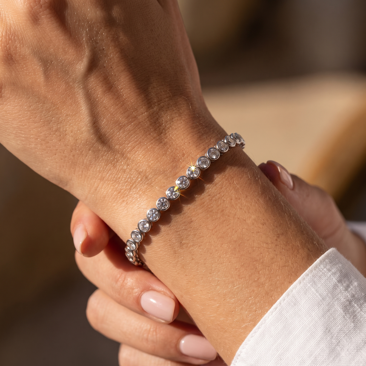 Bella Bezel Tennis Bracelet - White Gold