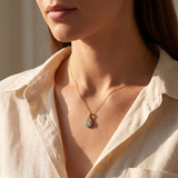 Dalia Halo Drop Pendant Necklace - Gold