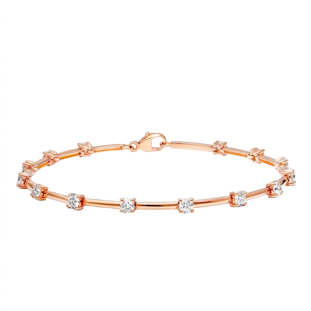 Élise Bracelet Rose Gold – 14 moissanite stones, 18K rose gold plated