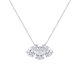 Lilia Trio Pear Pendant Necklace - White Gold