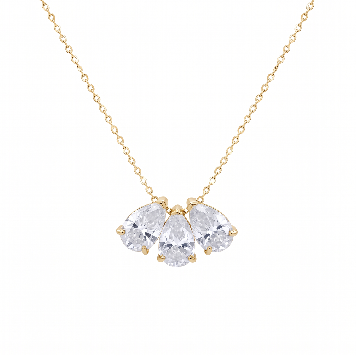 Lilia Trio Pear Pendant Necklace - Gold