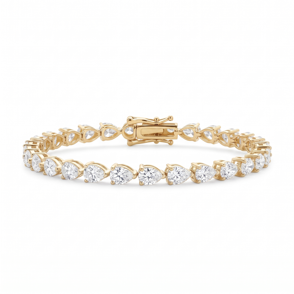 Margaux Pear Tennis Bracelet 3x5MM - Gold