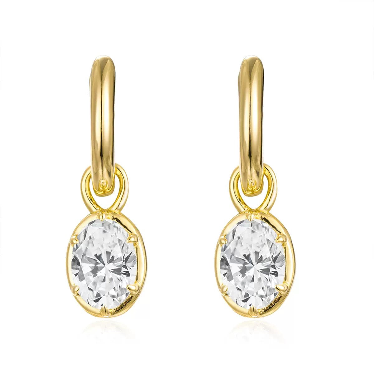 Sol Oval Drop Huggie Earrings - Gold