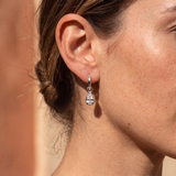 Talia Pear Drop Huggie Earrings - White Gold
