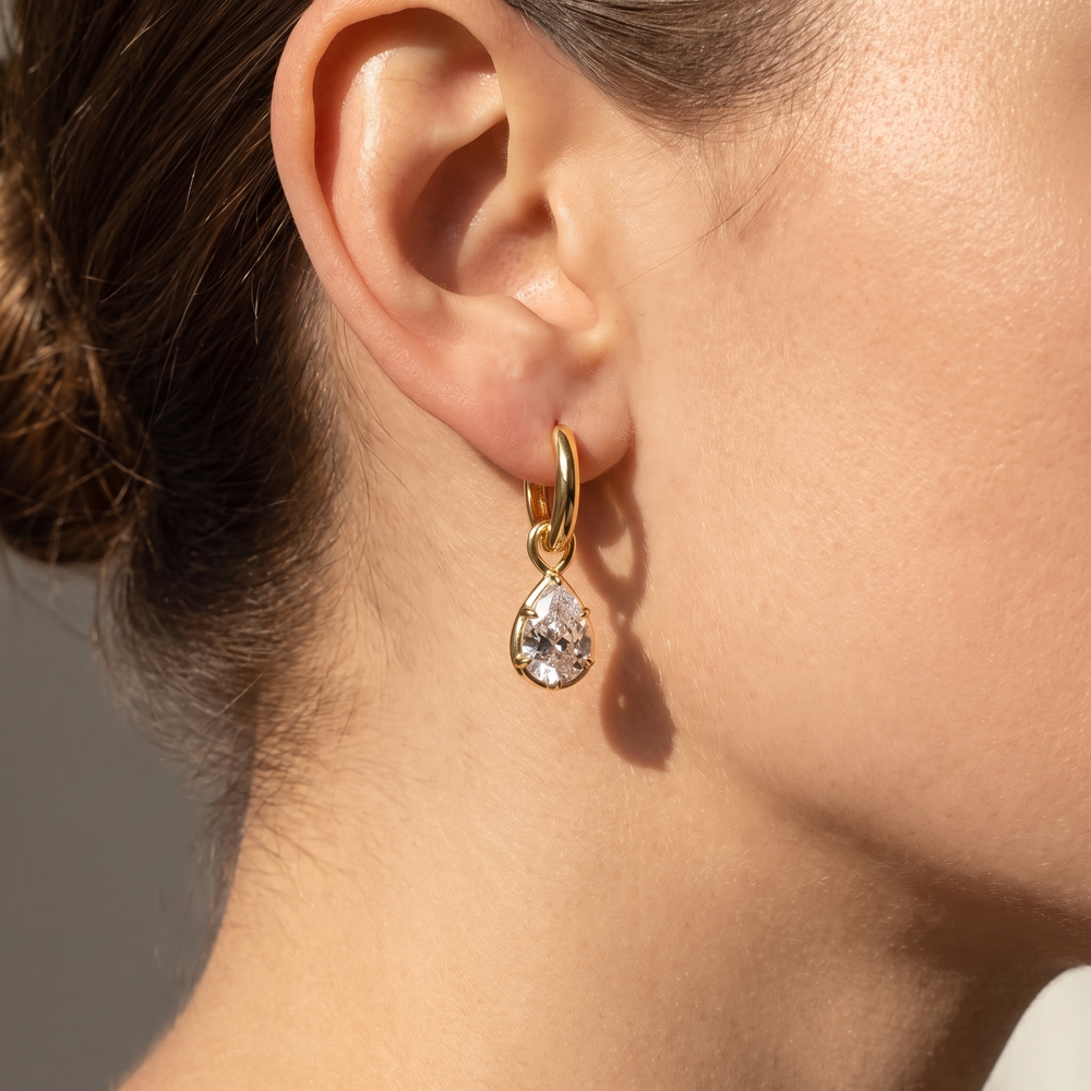 Talia Pear Drop Huggie Earrings - Gold