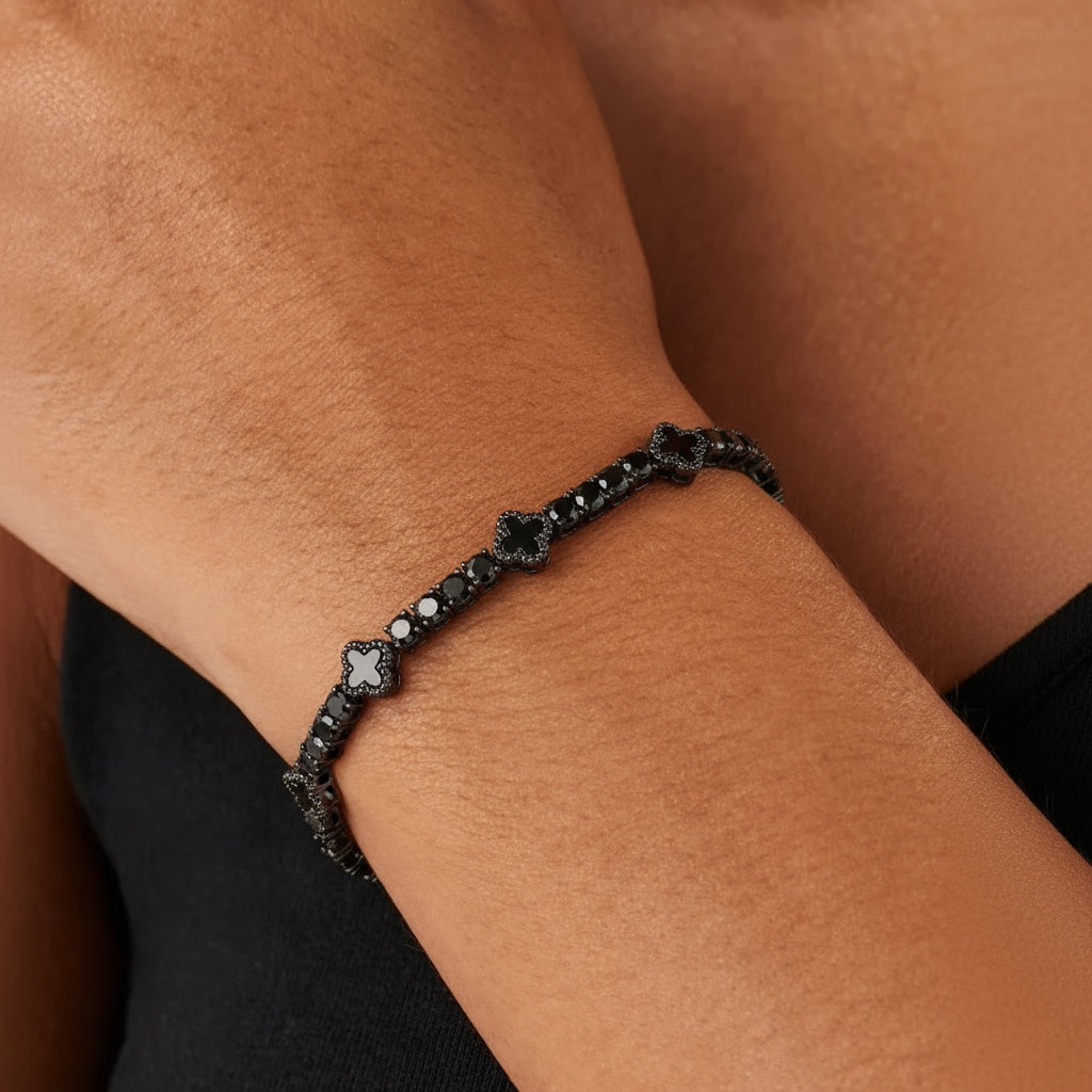 Midnight Clover Tennis Bracelet