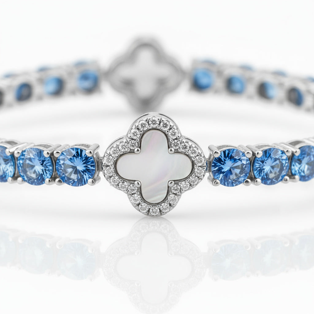 Azure Clover Tennis Bracelet