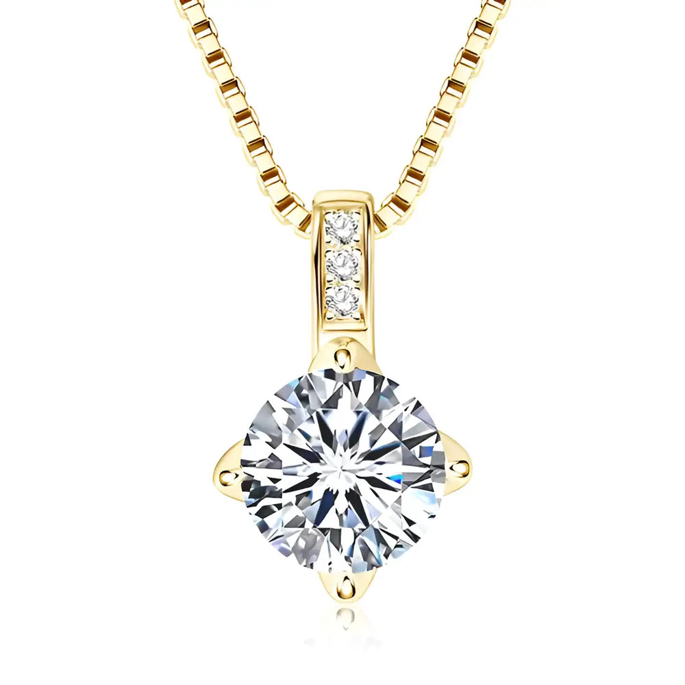 Celeste Pavé Solitaire Necklace - Gold