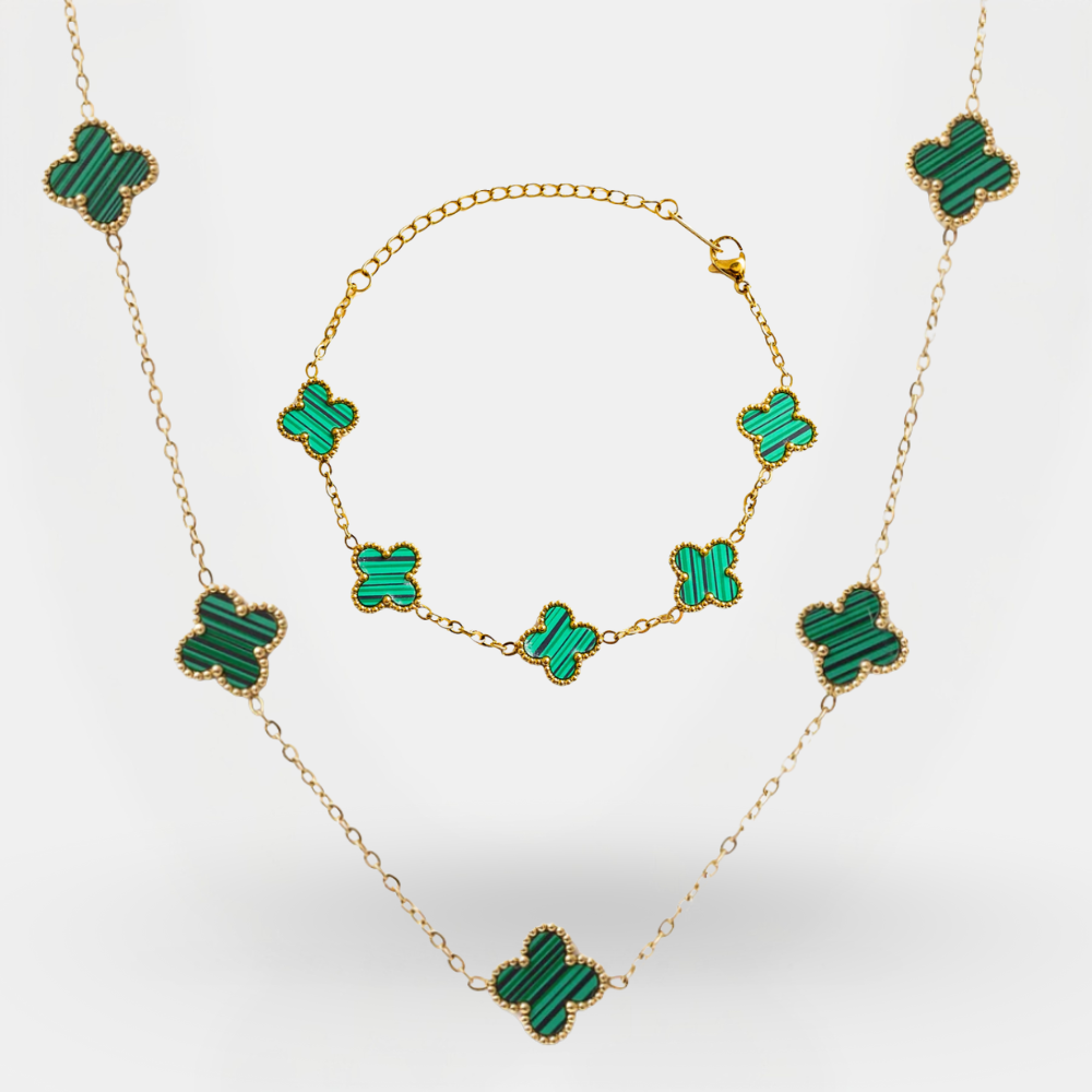 Clover Set Gold - Malachite