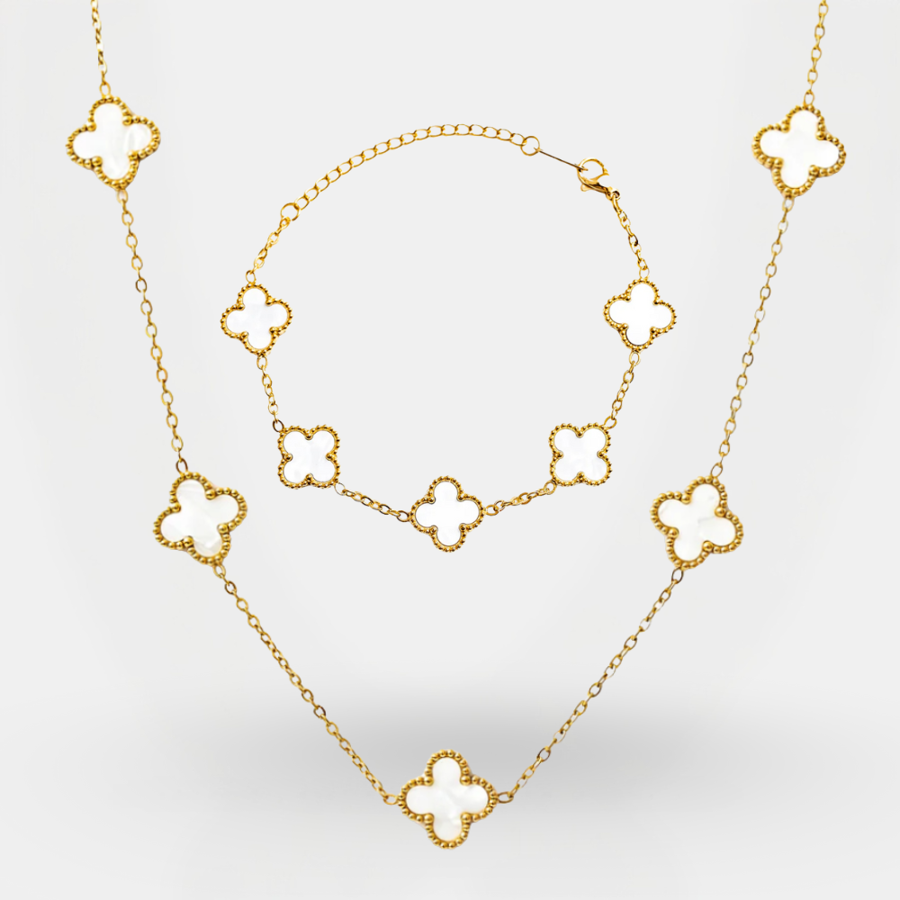 Clover Set Gold - White Pearl