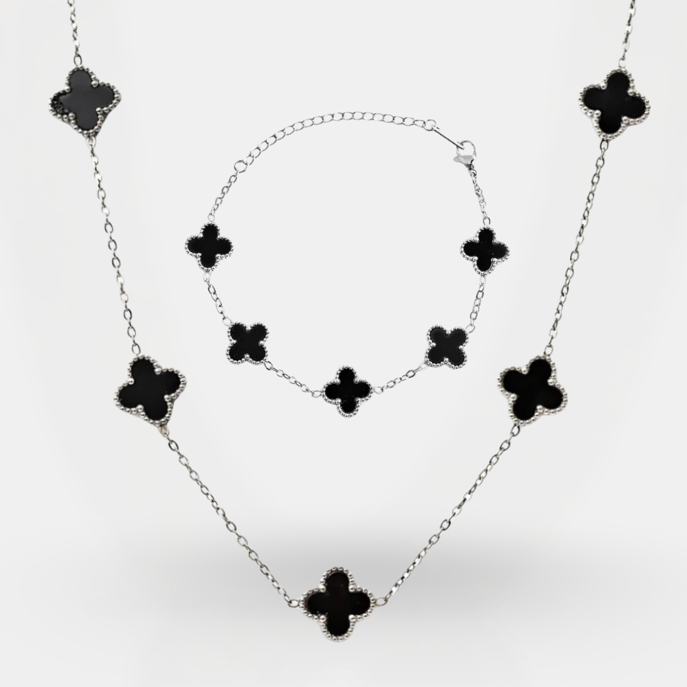 Clover Set Silver - Black Onyx
