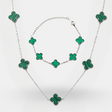 Clover Set Silver - Malachite