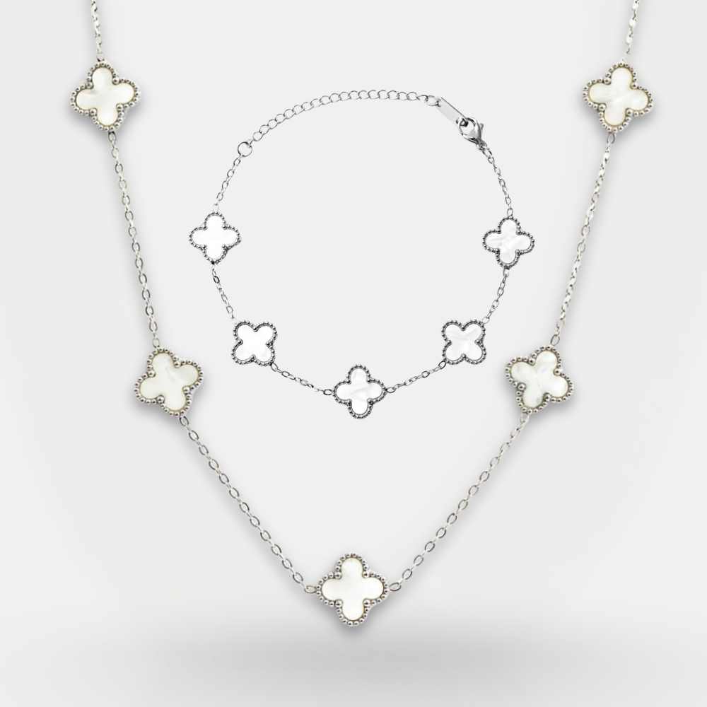 Clover Set Silver - White Pearl