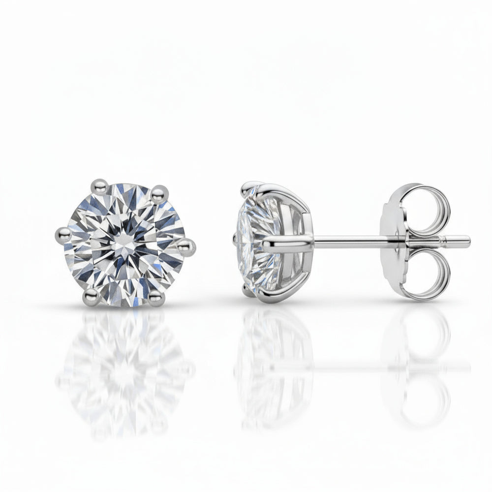 עגילי סוליטר צמודים 1 קארט