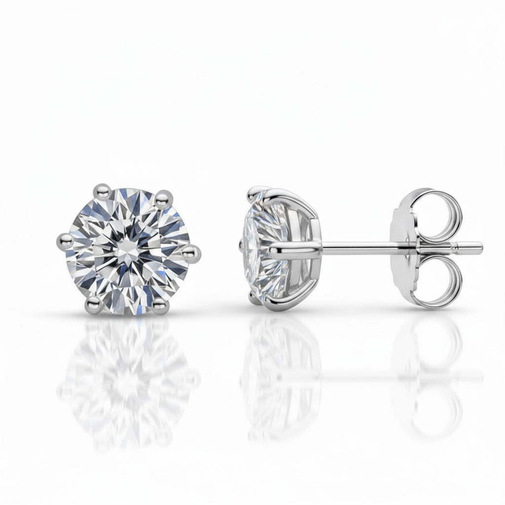 עגילי סוליטר צמודים 1 קארט