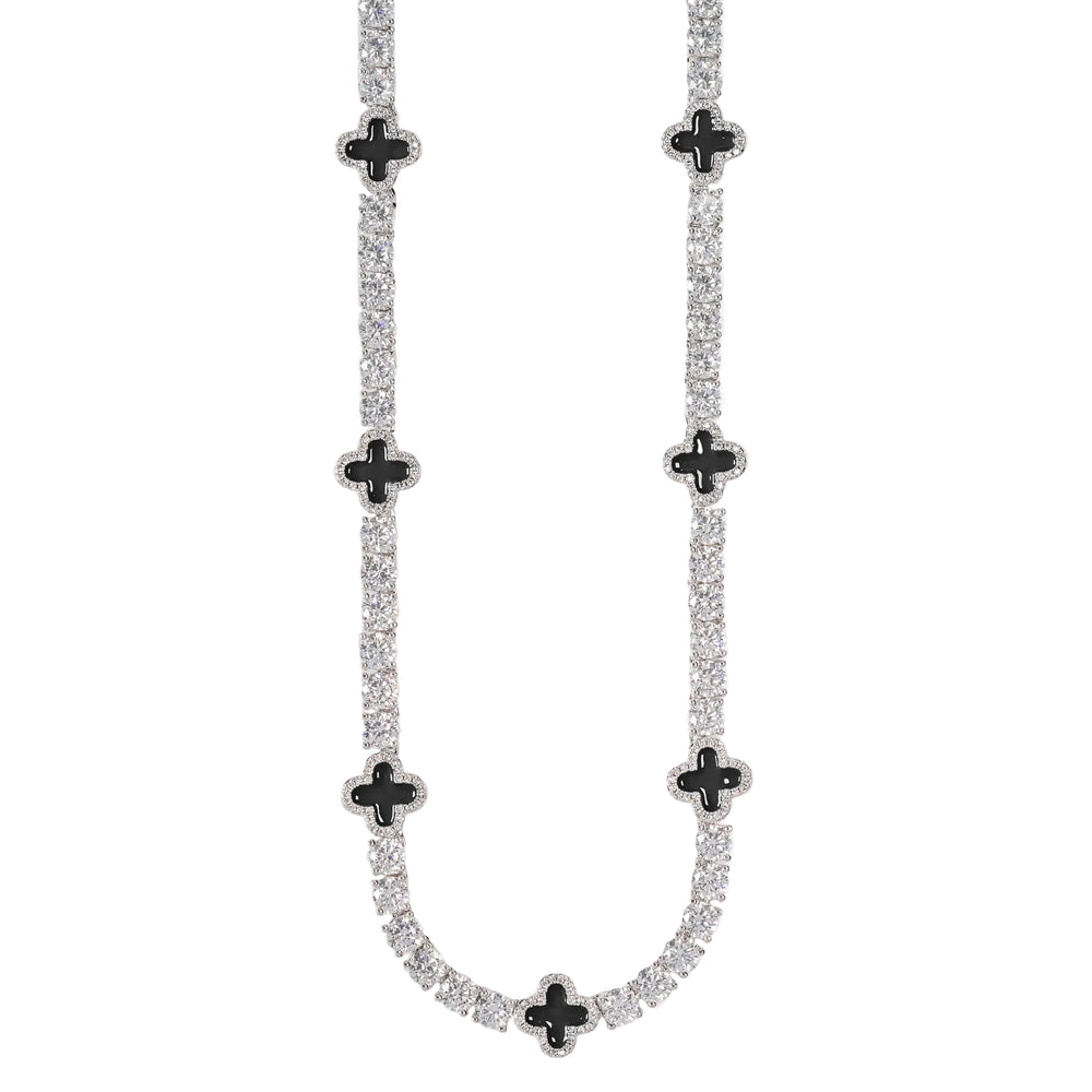 Necklace with black cross pendants on a white background