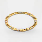Gold chain bracelet on a light gray background