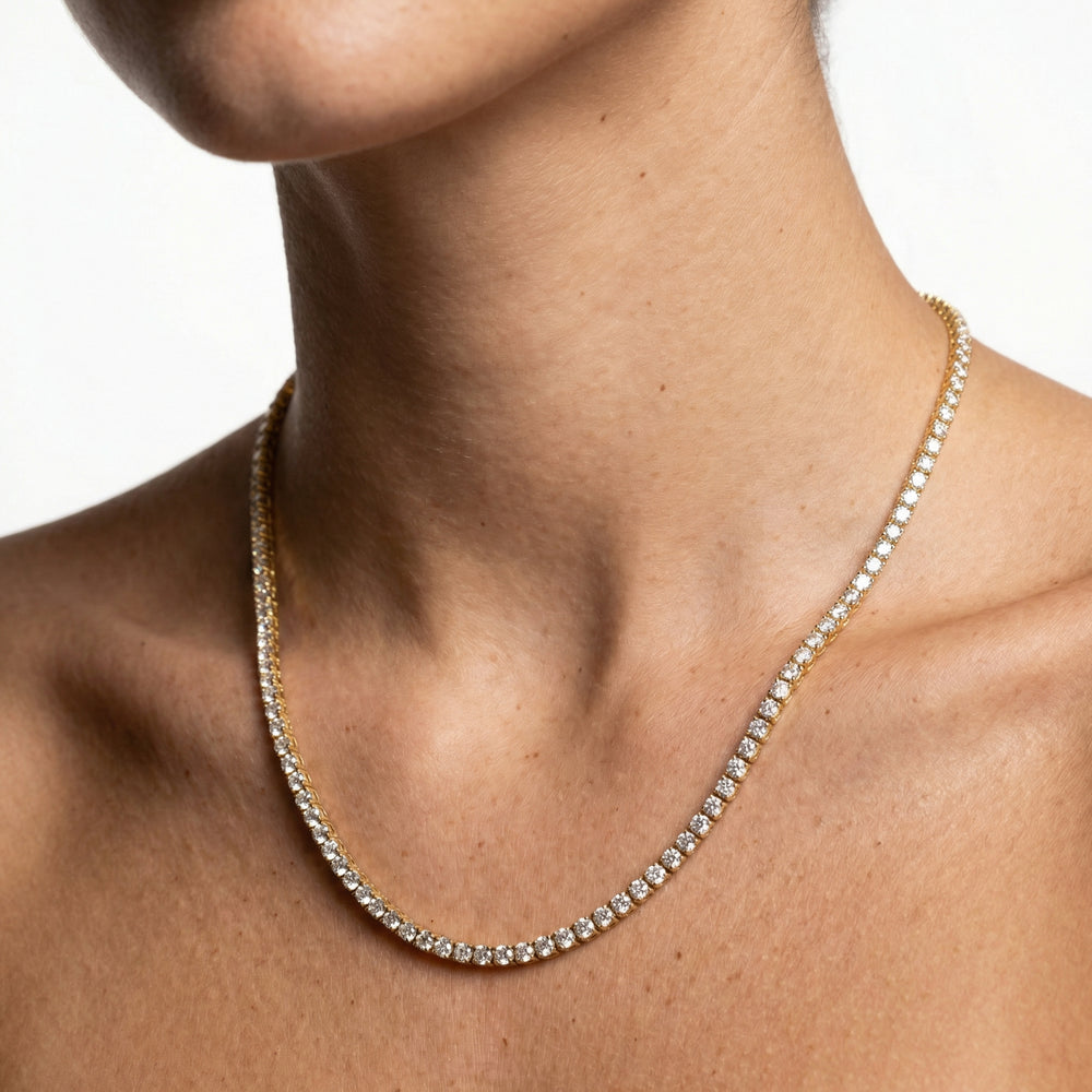 Aura Tennis Necklace 3MM - 18k Gold