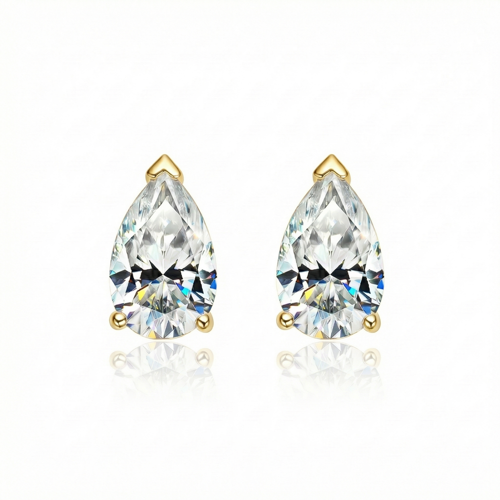 Pear Stud Earrings - Gold