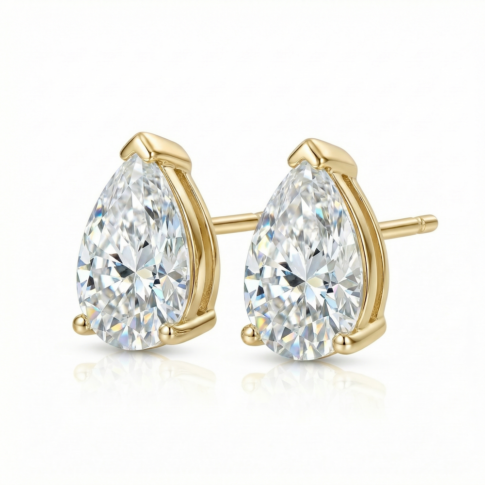 Pear Stud Earrings - Gold
