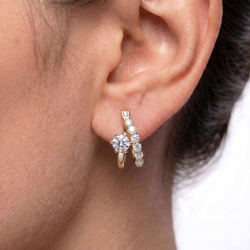 Claire Pave Hoop Earrings - Gold