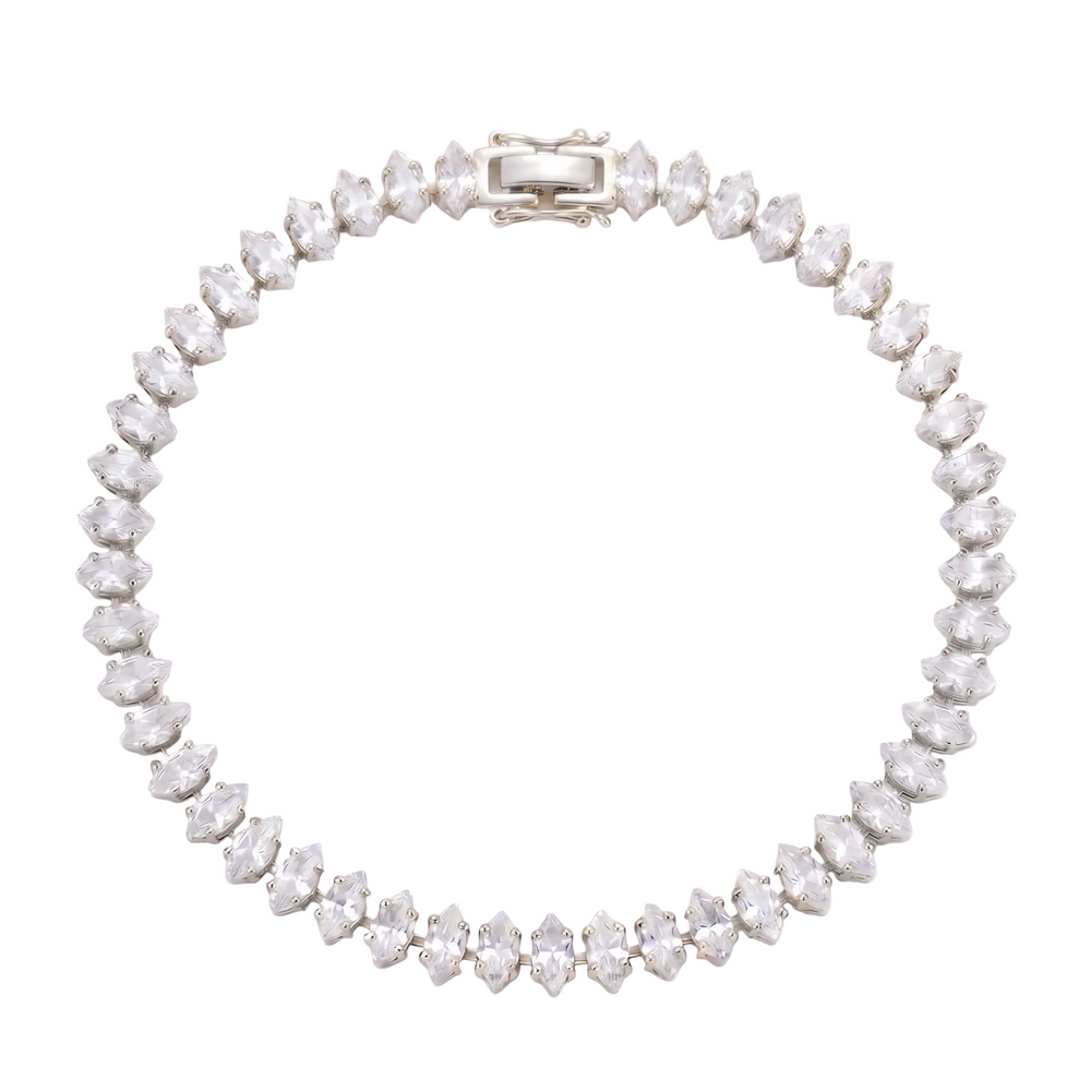 Marquise Cut Tennis Bracelet - White Gold