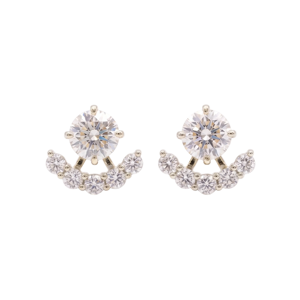 Elara Stud & Jacket Earrings - White Gold